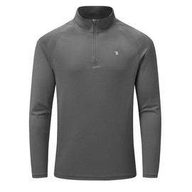 BASUDAM Men's Workout Shirts Quick Dry UPF 50+ Sun Protection Long Sleeve Quarter Zip Pullover Athletic T-Shirts Dark Grey M