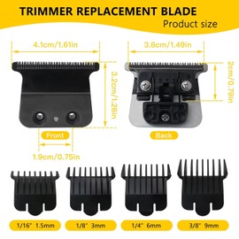 DEARCOOL 707B Replacement Blade Trimmers with 4 Guards Set Compatible with LoPROFX Trimmer FX726 FX787G, FX787BN, FX787RG, FX787S, FX787GDB, FX787GBP, FX726, Black