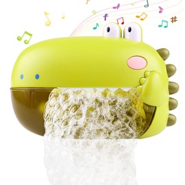 QINGBAO Bath Toys for Toddlers,Bathtub Bubble Maker Toy Green Dinosaur,Tub 1000 Bubbles Makes Machine Blower Cute for Baby Kids Bathtime Shower with 12 Music Songs Fun Gift 3 4 5 Girl Boy