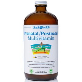 LIQUIDHEALTH LIQUIDHEALTH Prenatal/Postnatal Multiple Liquid Women's Multivitamin with Real Folate - Pre & Postnatal Vitamins for Before, During, After Pregnancy - Made in USA, Vegan, Sugar-Free, Non-GMO (32 oz)