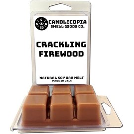 Candlecopia Crackling Firewood Strongly Scented Hand Poured Vegan Wax Melts, 12 Scented Wax Cubes, 6.4 Ounces in 2 x 6-Packs