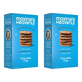 Maxine's Heavenly Crispy Chocolate Chip Cookies | Low Carb, Low Sugar, Vegan Snacks, Plant Based Snack, Kosher, Gluten Free Snack - Healthy Snacks | 2 Pack = 24 Cookies