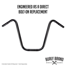 Burly Brand Narrow Bottom Ape Hanger Handlebar - 14 inch Height, Black Finish, For Harley Davidson and Most Motorcycles (B28-337)
