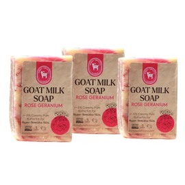 Honey Sweetie Acres 3-Pack All Natural Moisturizing 5 Oz Handmade Rose Geranium Goat Milk Soap – Nourishing, Eco-Friendly, and Gentle on Skin