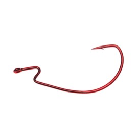 Mustad UltraPoint Ultra Lock Wide Gap Soft Plastics Hook with Special Z Bend Offset Shank (Pack of 5), 38105NP-RB-2/0-5U, Red, 2/0