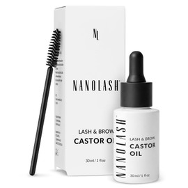 Castor Oil Nanolash 30 ml - 100% Natural, Pure, Cold-Pressed Organic Castor Oil for Eyelash and Eyebrow Growth, for Skin and Hair Face Care