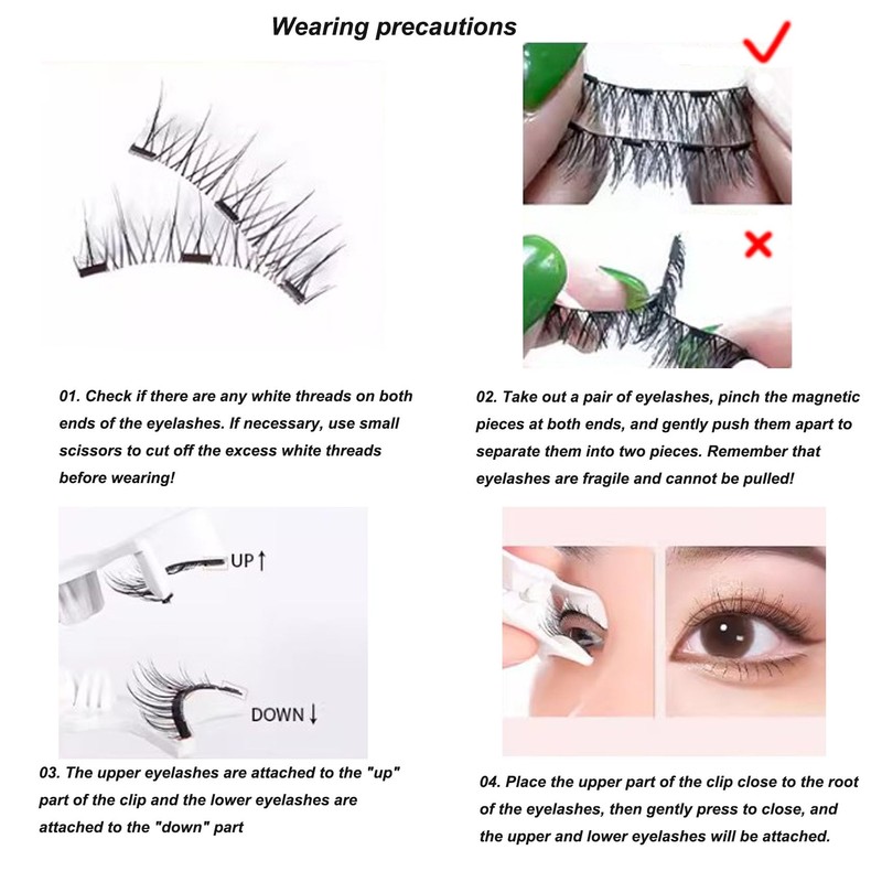 LSNTUU Crafty Co Magnetic Eyelashes, Magnetic Eyelashes with Applicator, Magnetic