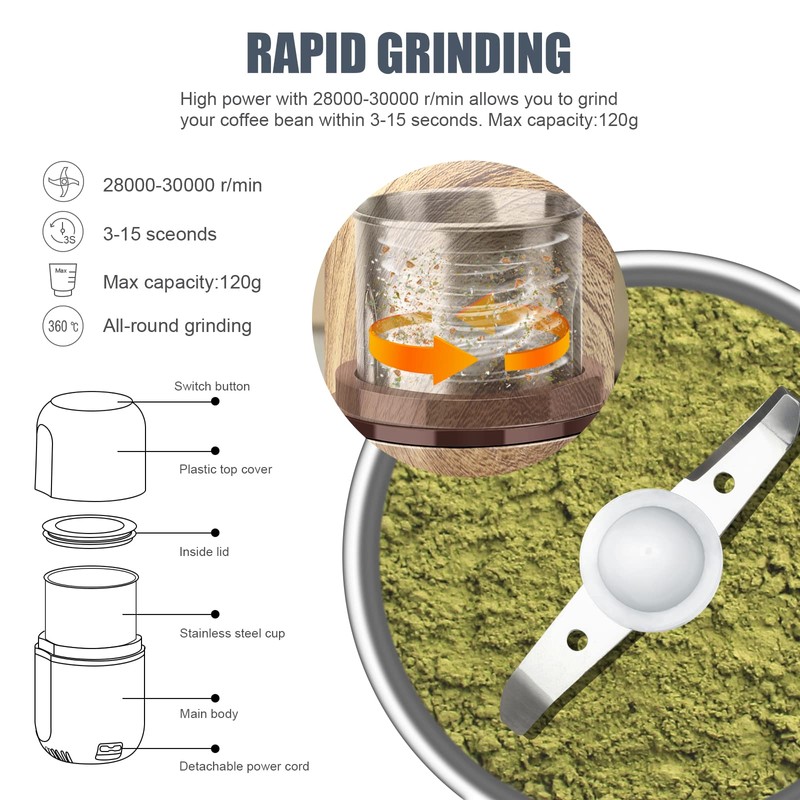 COOL KNIGHT Herb Grinder [large capacity/fast/Electric ]-Spice Herb Coffee Grinder