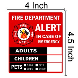 Emergency Alert People and Pet Finder Sticker/Decal - Adults, Children and Pets, 4X4.5 inch Fire Department and Rescue Safety Alert Decal for Window and Door Application (8 Pack)