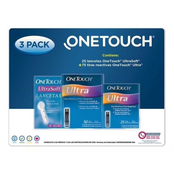 OneTouch One Touch Ultra 75 Tiras Reactivas Y 25 Lancetas Ultrasoft