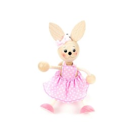 Brink Holzspielzeug Schwingfigur Hase rosa Kleid – Handgefertigte Dekoration aus Holz