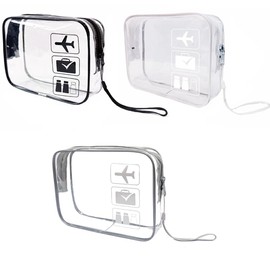 3 Pcs Airport Security Liquids Bags, Clear Airport Liquid Bags, Clear Toiletry Shower for Travel Accessories Wash for Travelling and Holiday