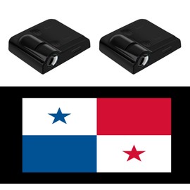 2Pcs Panama Flag Car Door Lights Logo Projectors. Panama Flag Car Door Projector Light HD Courtesy Ghost Shadow Welcome Lamp.