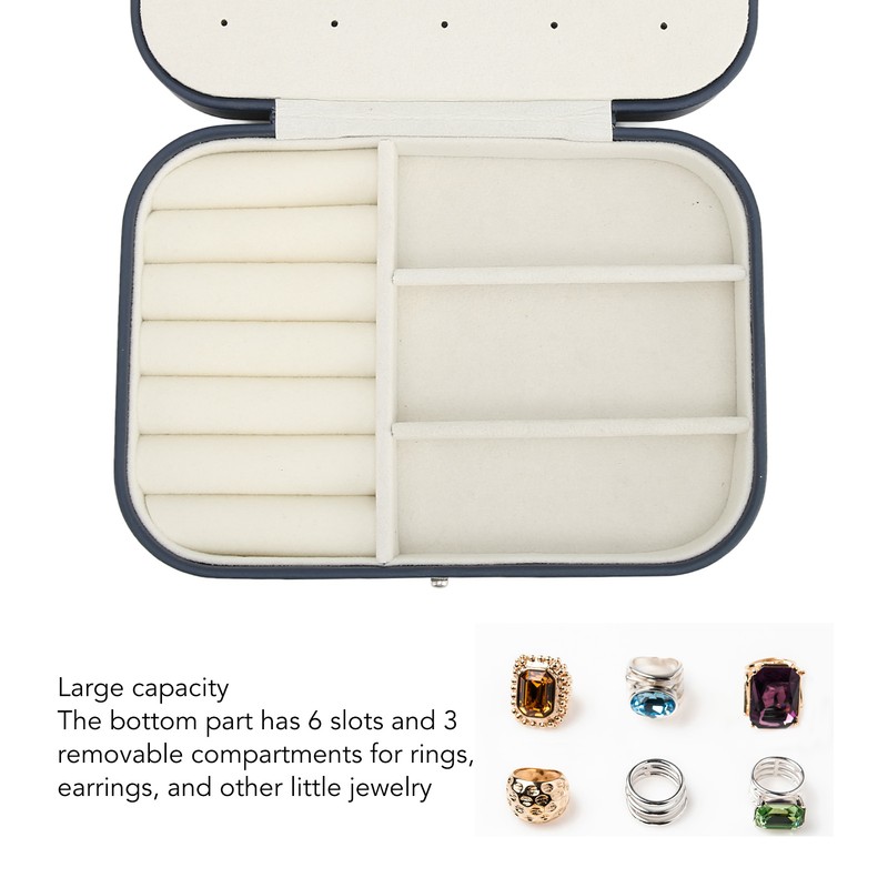 Portable Jewelry Box PU Leather Large Capacity 2 Layers Travel
