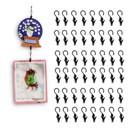 Wallniture Multipurpose Hanging and Photo Clip for Art and Crafts, Wall Decor, 0.5" Steel Black Set of 48 Clips