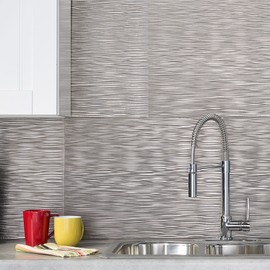FASÄDE Ripple Decorative Vinyl 18in x 24in Backsplash Panel in Brushed Nickel (5 Pack)