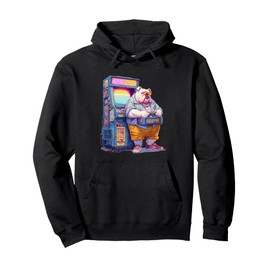 Funny English Bulldog Gamer Dog 80s Retro Arcade Sunglasses Pullover Hoodie