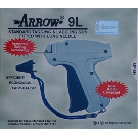Arrow 9L LONG NECK NEEDLE Tag Gun + 1 Extra Needle + 1000 (Size 50mm) (2") Barbs (Fasteners) Price Label Clothing Tagging Attacher with Steel Needle Combo