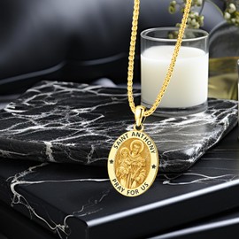 LOOVE 925 Sterling Silver St Michael/St Christopher/Jesus Crucifix/St Benedict/Virgin Mary Miraculous Medal Necklace for Men Women Archangel Protect Us Medal Amulet Religious Jewelry Gifts, Sterling