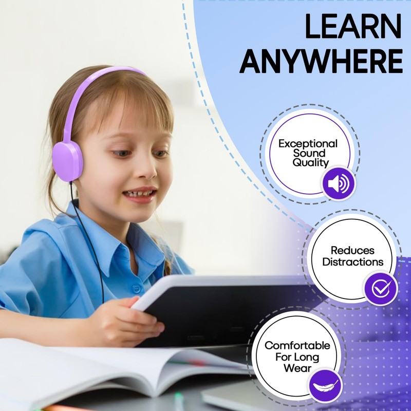 Wensdo Kids Headphones Bulk 10 Pack Multi Color for Classroom