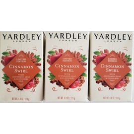 Yardley London Cinnamon Swirl Infused With Cinnamon Leaf & Clove Bud Oils LIMITED EDITION Holiday Bar NET WT 4.0oz, 3 Bar Bundle