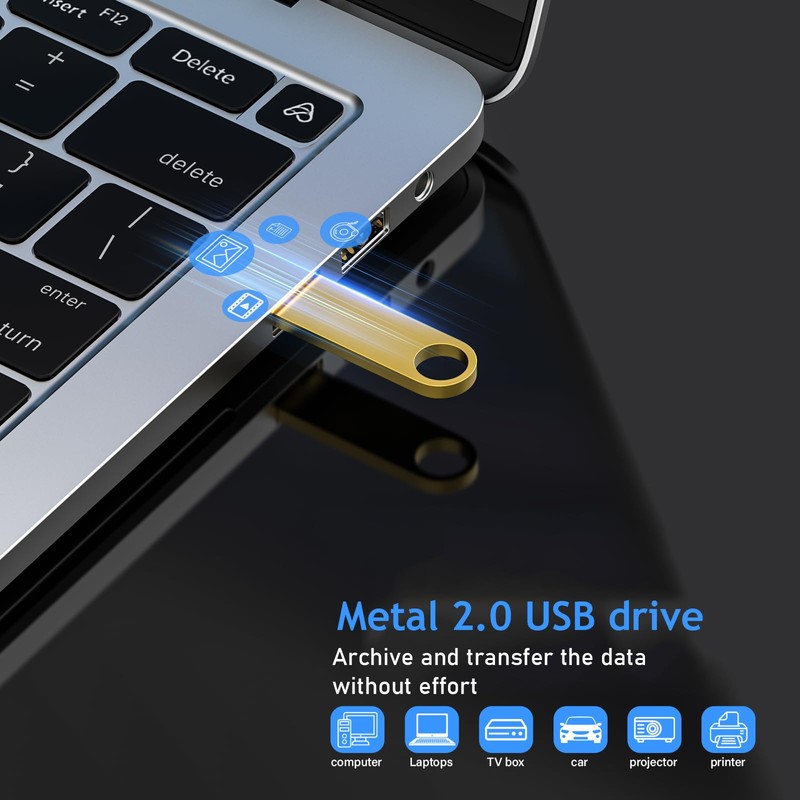 16GB USB Stick 2 Pack with Keychains, Wooolken Sleek Metal
