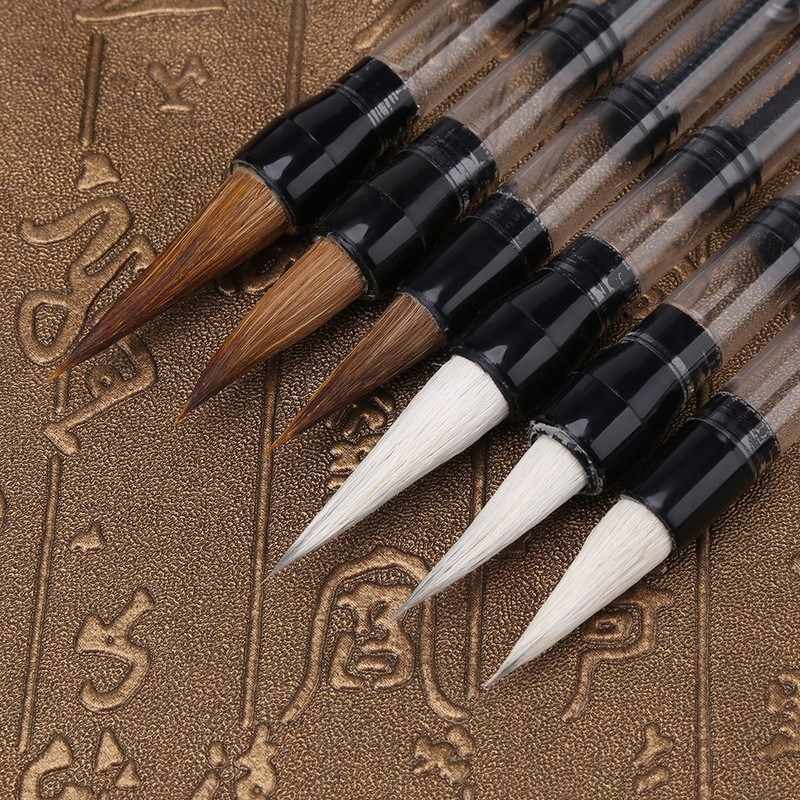 6 Pcs Piston Water Brush Chinese Japanese Calligraphy Pen Adjustable