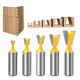 CHCYWJGJ 5Pcs Dovetail Router Bit Set 1/2 Inch Shank Half-Blind & Through Dovetail Bits Wood Joints Cutter Tool for Making Boxes Drawers Chests For Engraving Router planing Head Wood Cutter