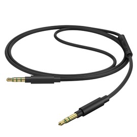 Geekria QuickFit Cable con micrófono compatible con COWIN E7, E8, E7 PRO, Ankër Soundcorë Life Q20 Cable de auriculares AUX de 3,5 mm de repuesto con micrófono en línea (negro 1,5 pies)