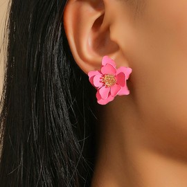 TseenYi Acrylic Flower Studs Earrings Boho Pink Flower Earrings Vintage Layered Flower Acrylic Earrings Bridal Flower Wedding Studs Earrings Jewelry for Women and Girls Gifts
