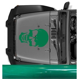 Set of (3) Hood Decal Skull 26" Multiple Colors Fits Jeep Wrangler JK TJ YJ XJ CJ LJ Universal Truck Ram F150 (651 Vinyl)+ 2 * 8" for The Sides (Green)