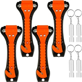 benlidoner Pack of 4 Emergency Hammer Car Emergency Hammer with Seat Belt Cutter 2 in 1 Safety Hammer Window Hammer with 4 Whistle for Car Bus Car Truck