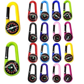 Liwein Pack of 12 Carabiner Hooks Mini Compass, Portable Water Bottle Drink Buckle Hook Holder Key Ring Self-Locking Compass Keychain for Hiking Camping Travel Outdoor (12) (20)