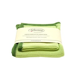 Solwang Frame Green Set of 2 Wiping Cloths and Hand Towels Organic Cotton