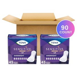 TENA Sensitive Care Incontinence Pads, Bladder Control & Postpartum for Women, Overnight Absorbency, Extra Coverage - 90 Count