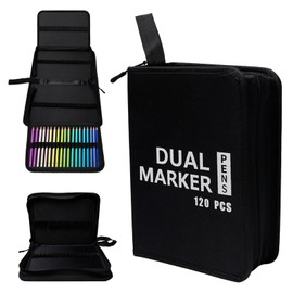 Keboyoe Large Pencil Case XXL (26 x 17.5 x 4.5 cm) with 120 Slots, Pencil Case Adult Pencil Case Boys with Large Capacity, Pencil Case School Pencil Case for Markers Watercolour Pencils (Black