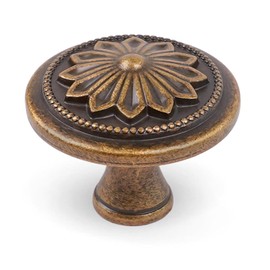 DWYL & LWYD Antique Brass Cabinet Knobs 10 Pack,Heavy Duty Solid Zinc Alloy Vintage Cabinet knobs,1-2/5"Dia Round Kitchen Cabinet Handles for Cabinets, Drawer Pulls Vintage Dresser Knobs
