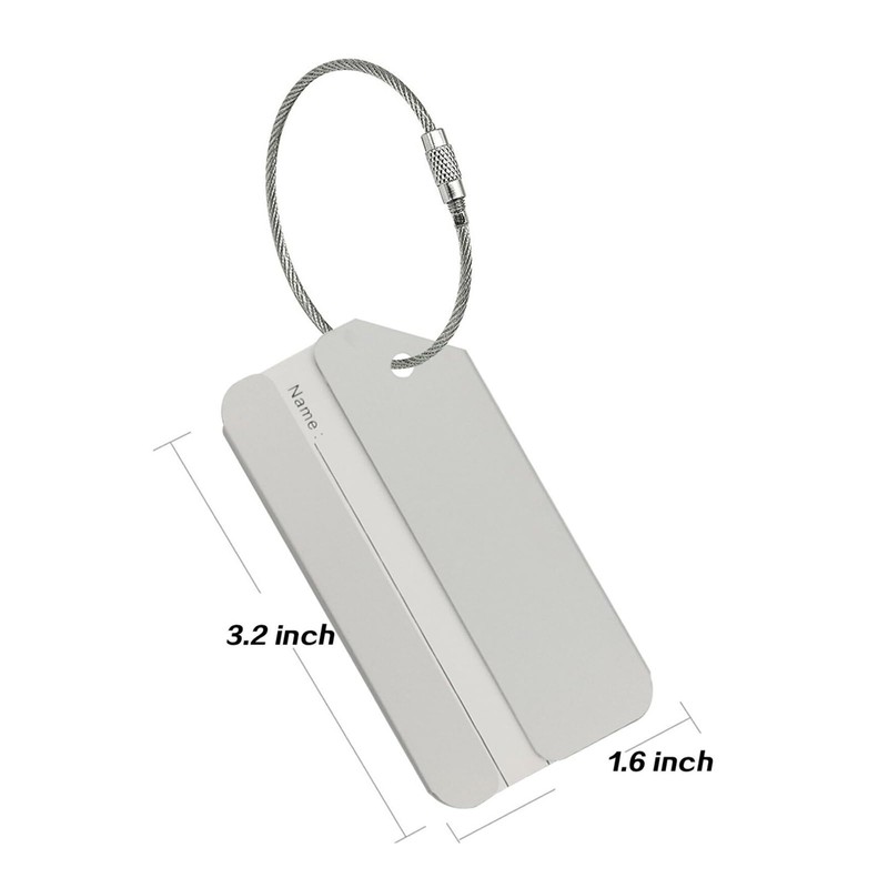 Aluminum Luggage Tag for Luggage Baggage Travel Identifier by (Silver