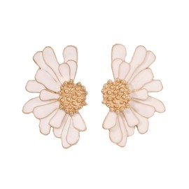 Gold Statement Earrings for Women Large Gold Earrings Gold Flower Floral Drop Earrings Ginkgo Leaf Earrings Exaggerated Geometric Earrings Boho Metal Sectored Earrings Summer Beach Party Jewelry