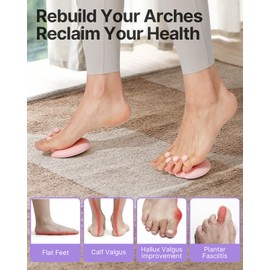 YOTTOY Foot Arch Trainer for Flat Feet, Plantar Fasciitis Relief &Arch Support Strengthening, Portable Arch Metatarsal Exercise Brace for Home and Gym (Pink)