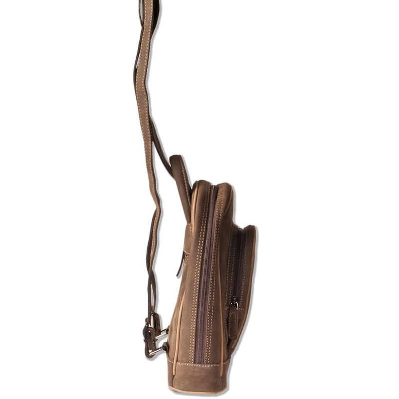 Woodland Leather Backpack, Small Size, Natural, Soft Buffalo Leather, Dark