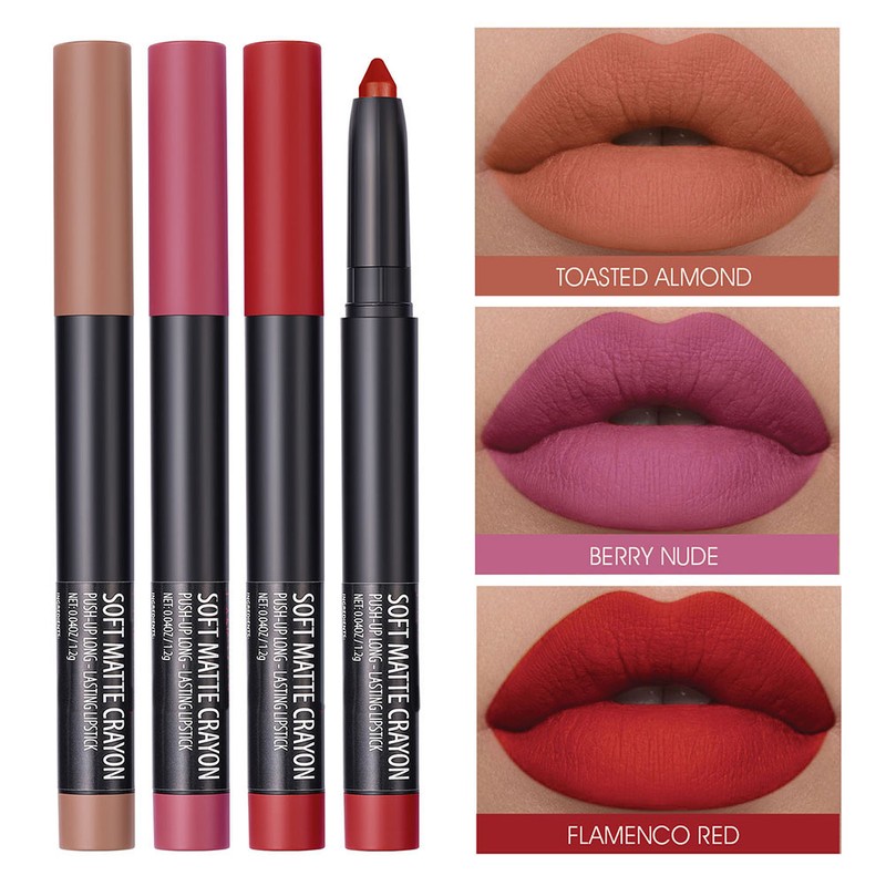 6 Pcs Matte Lipstick Set High Pigment Lip Crayon Waterproof
