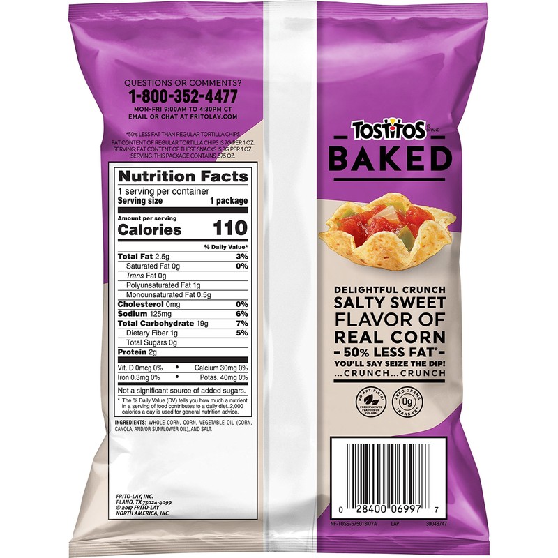Tostitos, Oven Baked Scoops! Tortilla Chips, 0.875 Ounce (Pack of