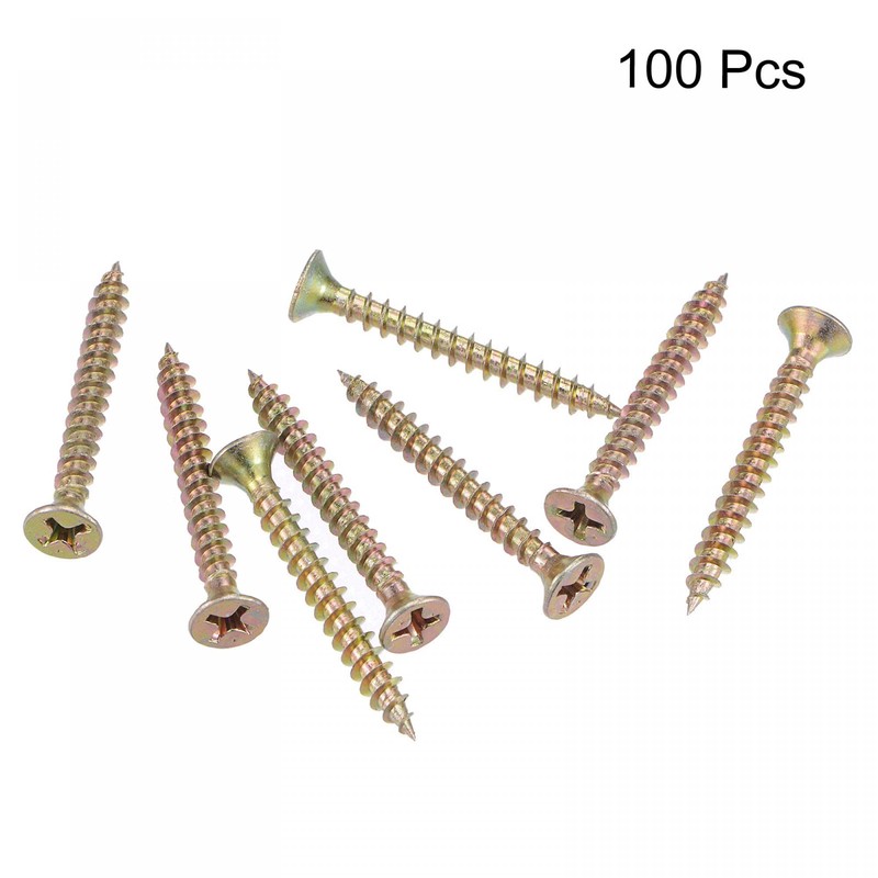 uxcell M4 x 35mm Wood Screws Phillips Flat Head Carbon
