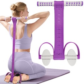 Foot Pedal Resistance Band Fitness Pedal Ankle Puller for Women with Handle - Tension Ropes Stirrup Puller for Arm Leg Ab Exercise - Multifunction Home Training Workout Exercise Equipment Purple