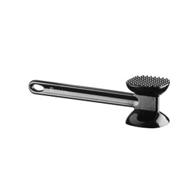 HENDI Meat Tenderiser, Double-Sided, for Smoothing and Tenderising Meat, Long Handle, with Hanging Eyelet, Schnitzel Tenderiser, Meat Hammer, 255 x 65 x (H) 70 mm, Aluminium, Black