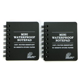 Polymath Products Mini Waterproof Notepad – 100% water-resistant stone paper notebook. Ultra-compact size (2.5 x 3 inches). (2 pack)