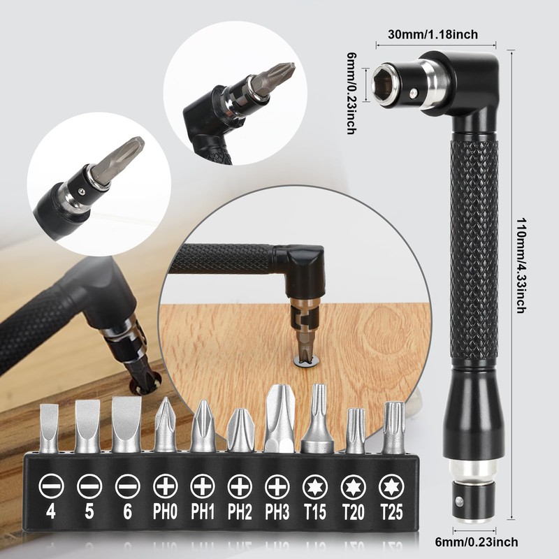 13 Piece 105° Angle Screwdriver Attachment Set, 105° Angle Wrench,