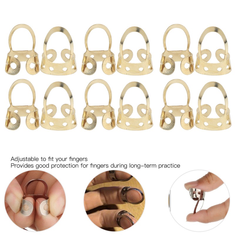 12Pcs Finger Picks Adjustable Stainless Steel Banjo Ukulele Guitar Plucked