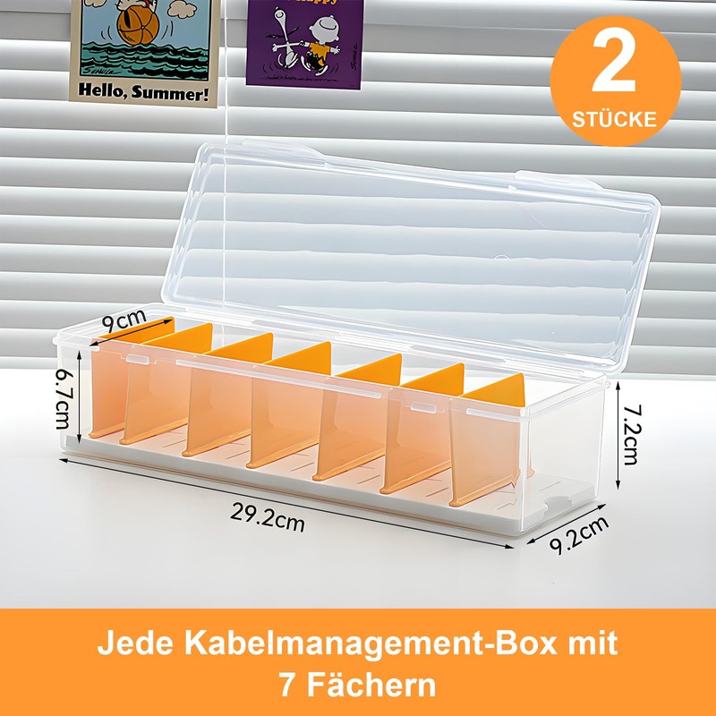 ZYNERY Pack of 2 Cable Storage Boxes, Cable Box, Plastic,